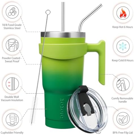 BJPKPK 20 oz Tumbler with Handle & Straw, Insulated Stainless Steel Mug