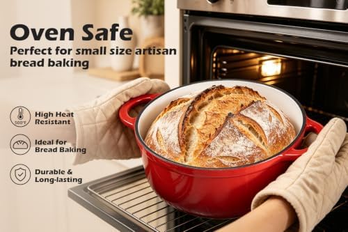 Leonyo 2-Quart Small Enameled Cast Iron Dutch Oven Pot with Lid, Red