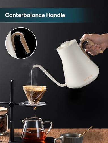 INTASTING Gooseneck Electric Kettle with ±1℉ Temperature Control, 0.9L
