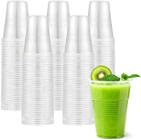 200 pack 12 oz clear plastic cups - Disposable cold drink party cups, Drinking cups for Birthday, Picnic, Travel, Christmas, Wedding and More