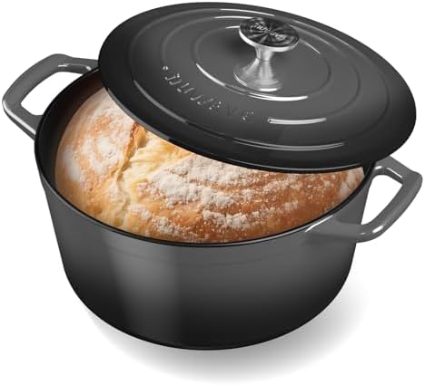 Nuwave 6 Qt PFAS-Free Enamel Cast Iron Dutch Oven Pot with Lid, BlackSesame