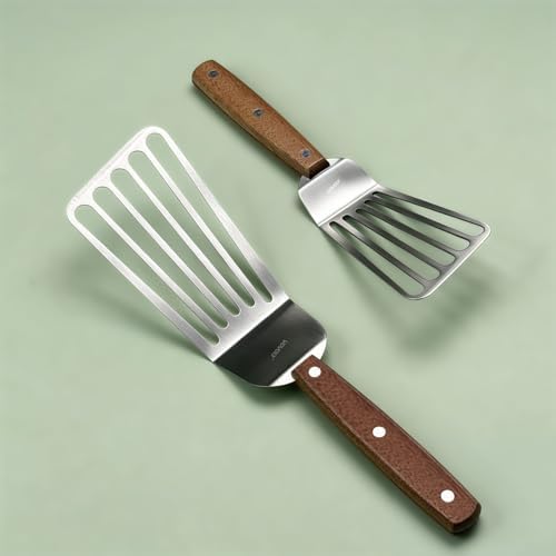 Offset Fish Spatula Turner Set, Slotted Metal Spatulas 11 Inch & 13 Inch