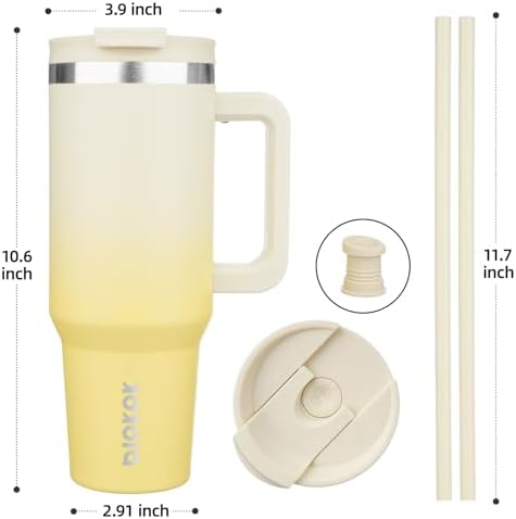 BJPKPK 40 oz Insulated Tumbler with Handle & Straw, Stainless Steel