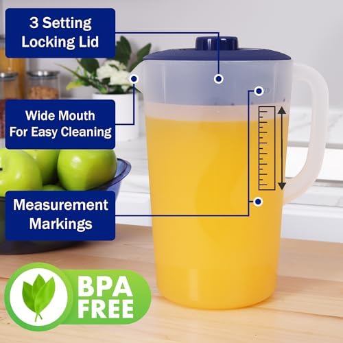 Water Pitcher with Lid 1 Gallon Pitcher BPA Free & Phthalate Free - Navy