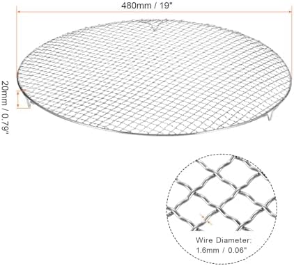 HARFINGTON Round Cooking Rack 19-inch Stainless Steel Cross Wire Barbecue Grill Net with 20mm Legs for Cooking Baking Steaming BBQ