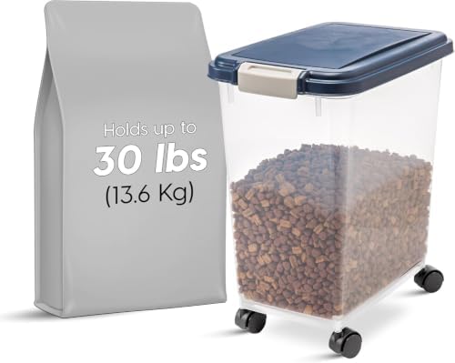 IRIS USA Dog Food Storage Container, Up to 30 lbs, Navy, Made in USA