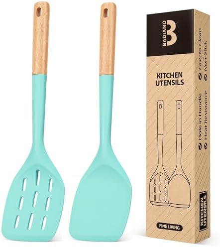 Badiano Silicone Spatula, Non Stick Turner for Cooking, Food Grade, Green