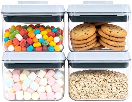 Pop Push Button Airtight Food Storage Containers 4 Pack (0.7Qt)