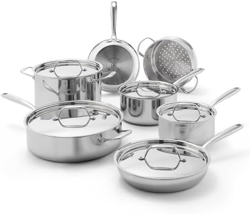 T-fal Pro Tri-Ply Stainless Steel, 12 Piece Pots and Pans Set