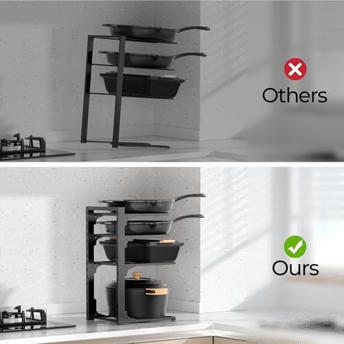 MUDEELA Pot and Pan Organizer Under Cabinet 15.75", 4-Tier Pot Rack, 1 Pack