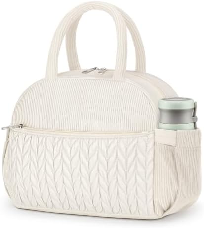 Coobiiya Cotton Quilted Lunch Bag,Cute Insulated Puffer Lunch Box for Women
