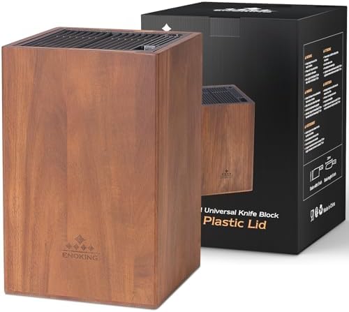 Universal Knife Block Without Knives, Acacia Wood Kitchen Knife Holder