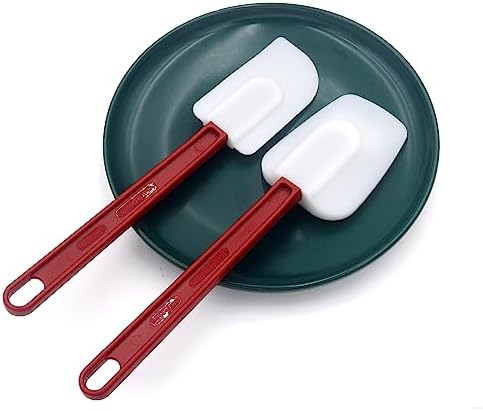 Silicone Rubber Spatula Set of 3, High Heat, Commercial (2 Spoonula + 1 Scraper, 9.5 Inches)