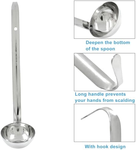 Piutouyar 3 Pcs 2 oz Soup Ladle Set with Long Hooked Handle