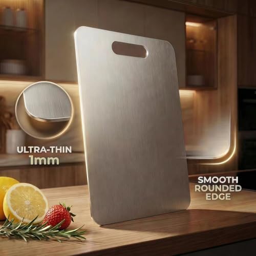 Stainless Steel Cutting Boards for Kitchen, 3 PCS Non Toxic Metal Chopping Board Set, Dishwasher Safe & Warp Proof (15.3"x11", 13.4"x9", 11.8"x7.9" Inch)