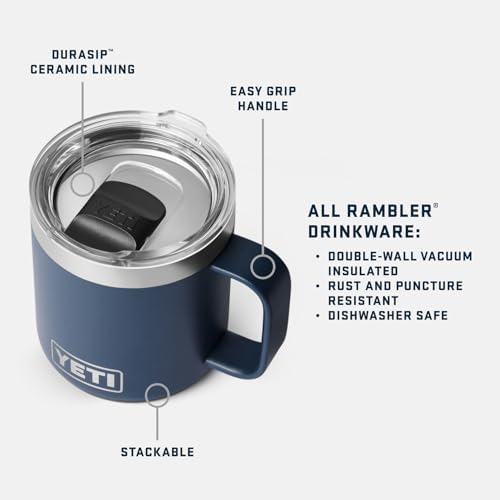 YETI Rambler 10 oz Ceramic Lined Stackable Mug, Vacuum Insulated, Stainless Steel with MagSlider Lid, Seafoam