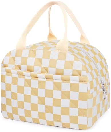 Cotton Quilted Insulated Lunch Bag, Reusable Quilted Floral Lunch Tote Bags