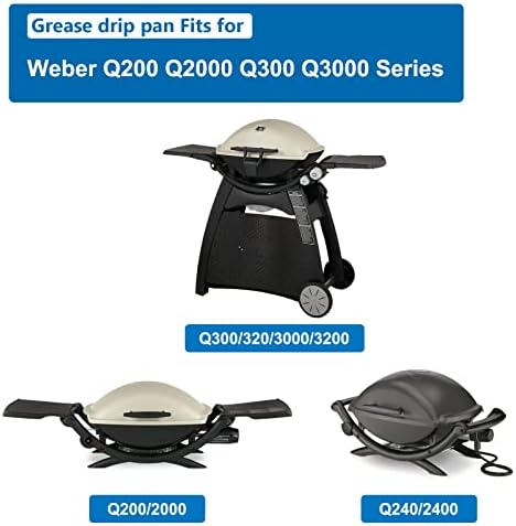 Uniflasy 80580 Catch Pan for Weber Q200 Q300 Q220 Q240 Q2000 Q2200 Q320 Grill, Drip Tray for Weber Q200/Q300 Series Grill with 6415 Aluminum Liner Replacement, 15 Pack