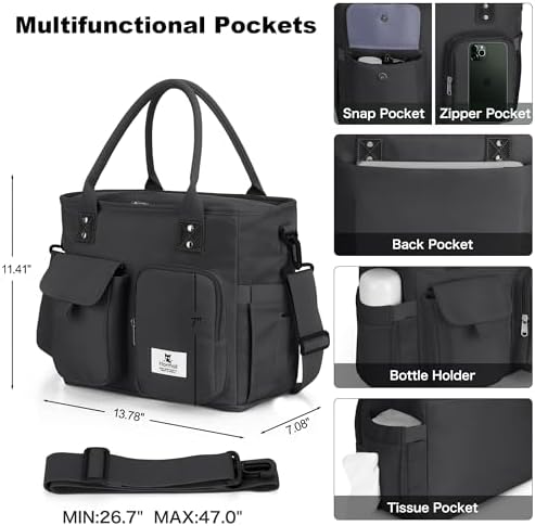Hafmall Lunch Box for Men Women, Insulated Lunch Bag, Wide Opening, Black