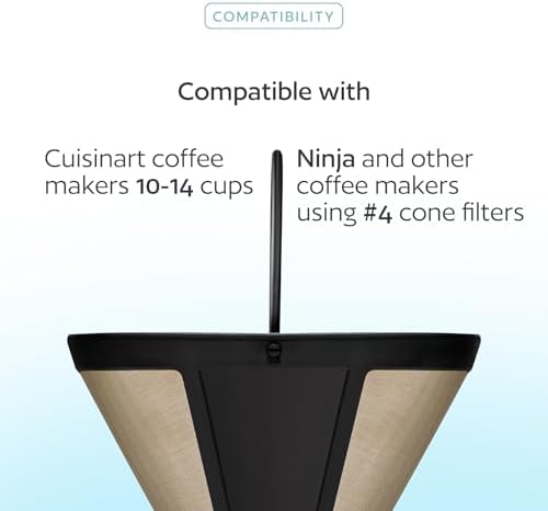 2-Pack #4 Reusable Permanent Cone Coffee Filters - Compatible with Cuisinart 10–14 Cup Brewers (DCC-3200, DCC-1200, DCC-3400) & Ninja Coffee Makers - Stainless Steel Mesh, Dishwasher-Safe by GoodCups