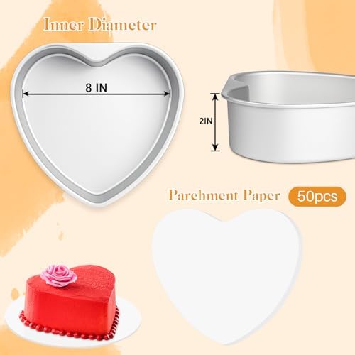 8 Inch Heart Shaped Cake Pans,2 Pack Non-stick Aluminum Heart Pan