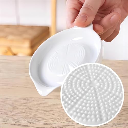 1 Pack Advanced Ceramic Grater Plate for Ginger, Garlic, Onion, Cheese, Lemon, Chocolate, Vegetables and Fruits in Kitchen, White, 4 Inches