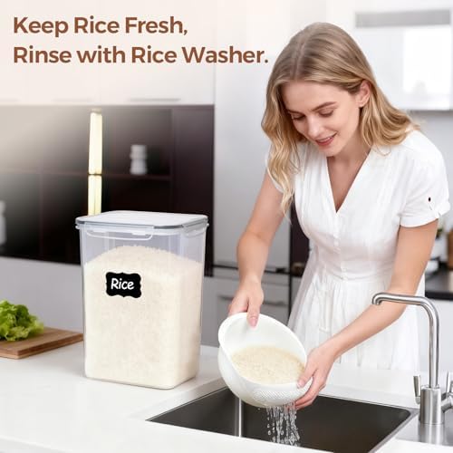 ComSaf Airtight Rice Storage Container with Lid 10Qt 2Pack, Large Capacity