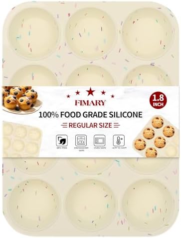 Silicone Muffin Pan for Baking, Cupcake Egg Bites Silicone Mold 12 Cup Regular Size, Oven Safe BPA Free