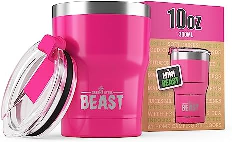 Beast 10 oz Tumbler Stainless Steel Vacuum Insulated Coffee Ice Cup Double Wall Travel Flask (Cupcake Pink)