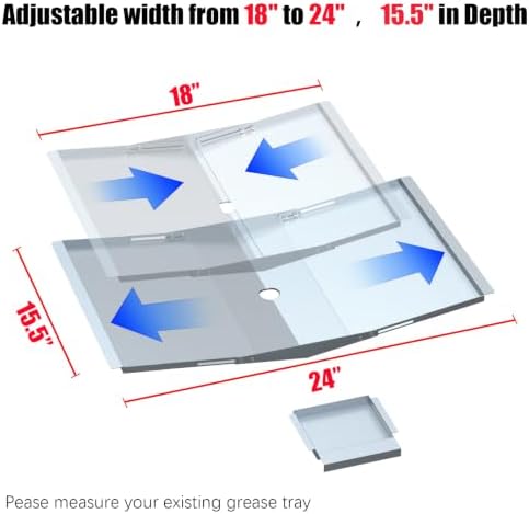 18“-24” Universal Grease Tray with Catch Pan for Nexgrill, Dyna-Glo