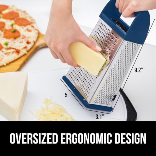 GORILLA GRIP® XL 4-Sided Stainless Steel BPA-Free Cheese Grater, Blue