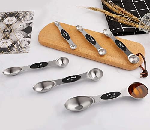 Magnetic Measuring Spoons Set of 6 Stainless Steel Dual Sided Teaspoon