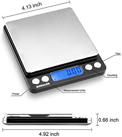 GDEALER Digital Pocket Kitchen Scale 0.001oz/0.01g 500g Kitchen Food Scale Jewelry Weight Compact Scale, Tare, Stainless Steel, Backlit Display, Black