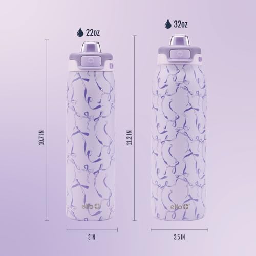 Ello Pop & Fill Insulated Stainless Steel Water Bottle with Quick Fill Lid, Leakproof Locking, Sip or Chug Spout, BPA-Free, Double Wall Vacuum Insulated for Sports, Travel & School- 22oz / 32oz / 40oz