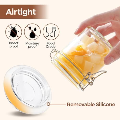 ComSaf Small 8 oz Glass Jars with Airtight Lids 12 Pack Jam Pantry