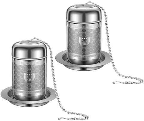 2 Pack 316 Stainless Steel Tea Infuser, Extra Fine Mesh Tea Strainers for Loose Tea, Tea Strainer with Extended Chain Hook, Tea Steeper (2 Pack - Small)