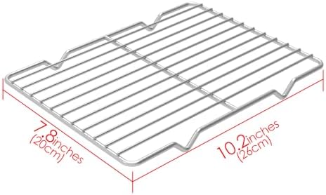 Linkidea Metal Grate Cooling Rack Pack of 2, Stainless Steel Baking Cooling Rack Rectangle 7.8'' x 10.2'', Oven Safe Grid Wire Racks for Roasting Disposable Pan (Silver)