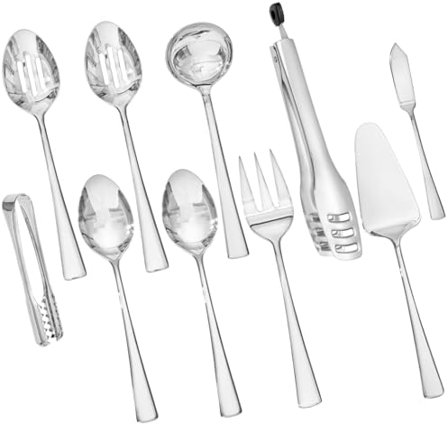 KINGSTONE 10 Piece 18/10 Serving Utensils Set, Stainless Steel Serving Set