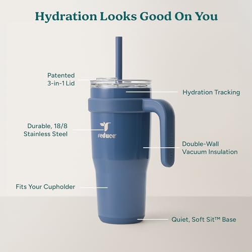 REDUCE 24oz Stainless Steel Tumbler w/Handle - Dishwasher Safe Travel Mug