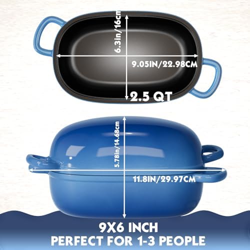 Dutch Oven 9x6 Inch,2.5QT Cast Iron Bread Pans Kit for Bread Baking