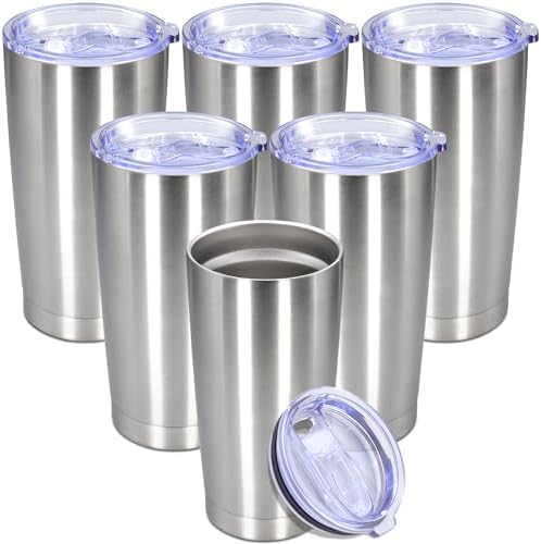 20 oz Tumbler Insulated Tumblers Stainless Steel Coffee Mug,SS 6PCS