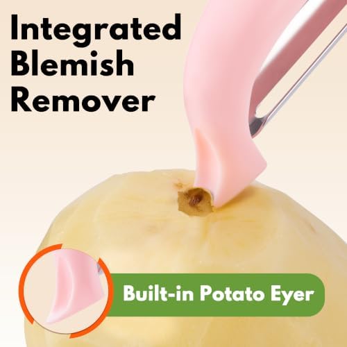 Rainspire Vegetable Peeler Potato Peelers for Kitchen, Sharp Stainless Steel Blades Veggie, Comfortable Handle Fruit Peeler, Carrot Peeler Apple Peeler Dishwasher Safe (2, Pink)