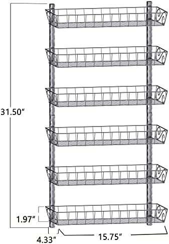 SWOMMOLY Wall Mount Spice Rack Organizer, 6-Tier Adjustable Dual-Use Shelf