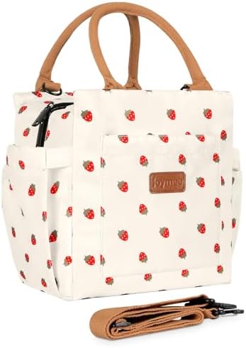 Joymee Insulated Lunch Box With Adjustable Strap Lunch Tote Bag-Strawberry