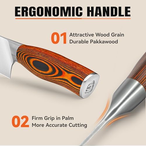 TUO Kiritsuke Chef Knife, 8.5 inch Asian Kitchen Knife for Cutting Fish & Meat, High Carbon German Steel Japanese Blade-Type with Ergonomic Handle