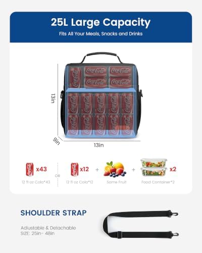 LOVEVOOK Large Lunch Bag for Men Women, Insulated Box with Large Cup Holder