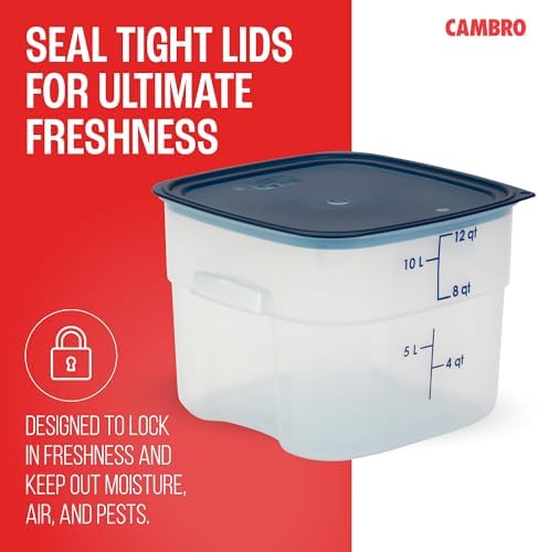 Cambro FreshPro 12 Quart (QT) Food Storage Container with Lid (Restaurant Grade) - for Food Prep, Commercial Kitchen, Pet and Dog Food Container (Translucent)