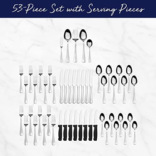 Pfaltzgraff Everyday Simplicity 53-Piece Stainless Steel Flatware Set, Service for 8 (Pack of 2)