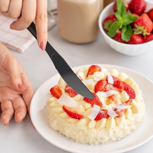 Dealusy 360 Count Extra Heavy Duty Black Plastic Knives Disposable