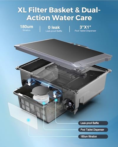 Solar Pool Skimmer Robot with App & Remote, 24/7 Automatic Surface Cleaner